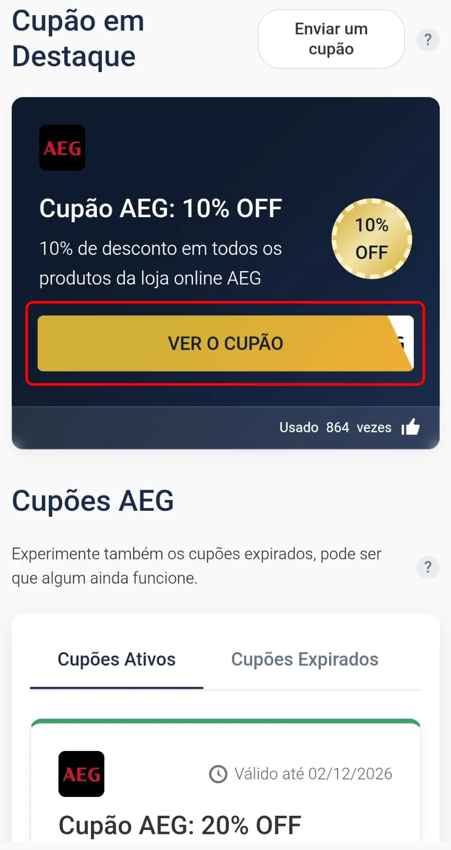 Copiar cupão de desconto AEG no CupomVoucher