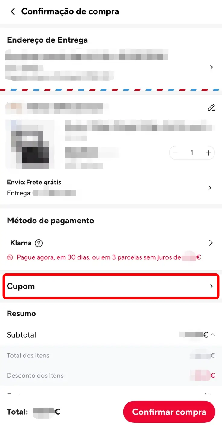 Inserir código de desconto na página de checkout do AliExpress