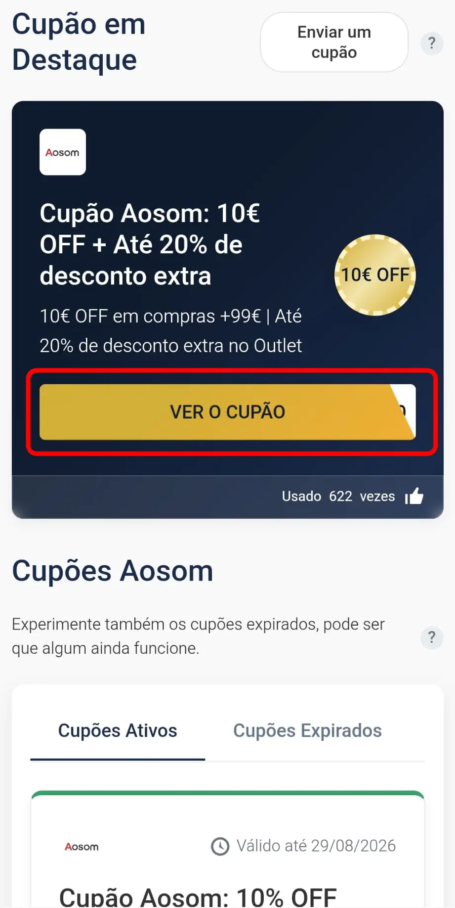 Copiar cupão de desconto Aosom no CupomVoucher