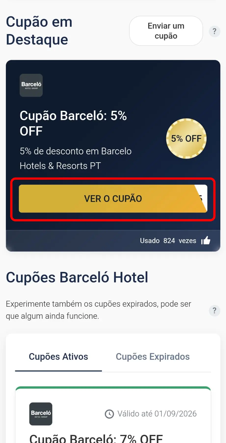 Copiar cupão de desconto Barceló Hotel Group no CupomVoucher