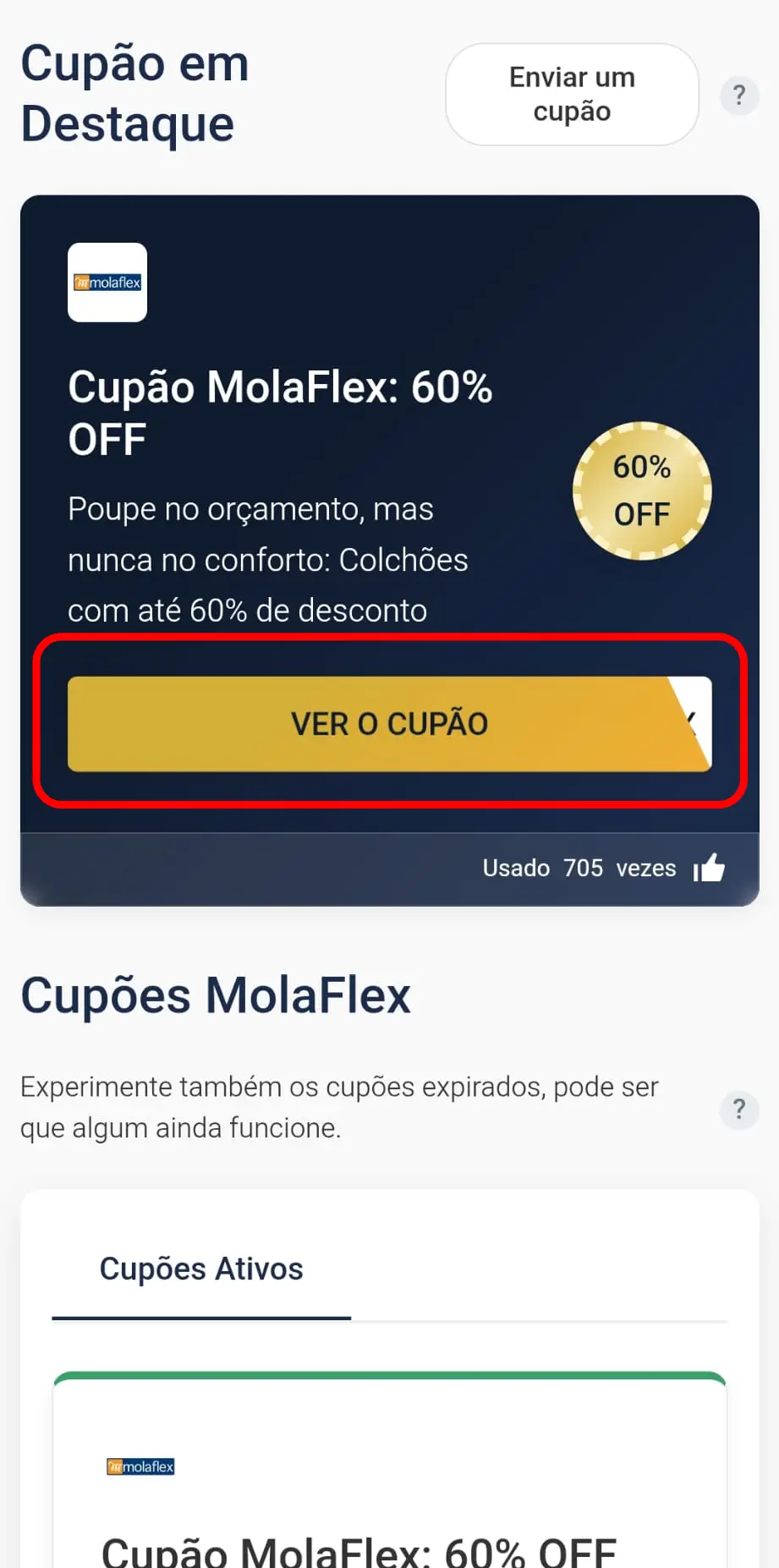 Copiar o cupão de desconto Molaflex no CupomVoucher