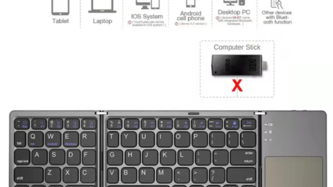 Mini Teclado Portátil Dobrável Sem Fio Bluetooth